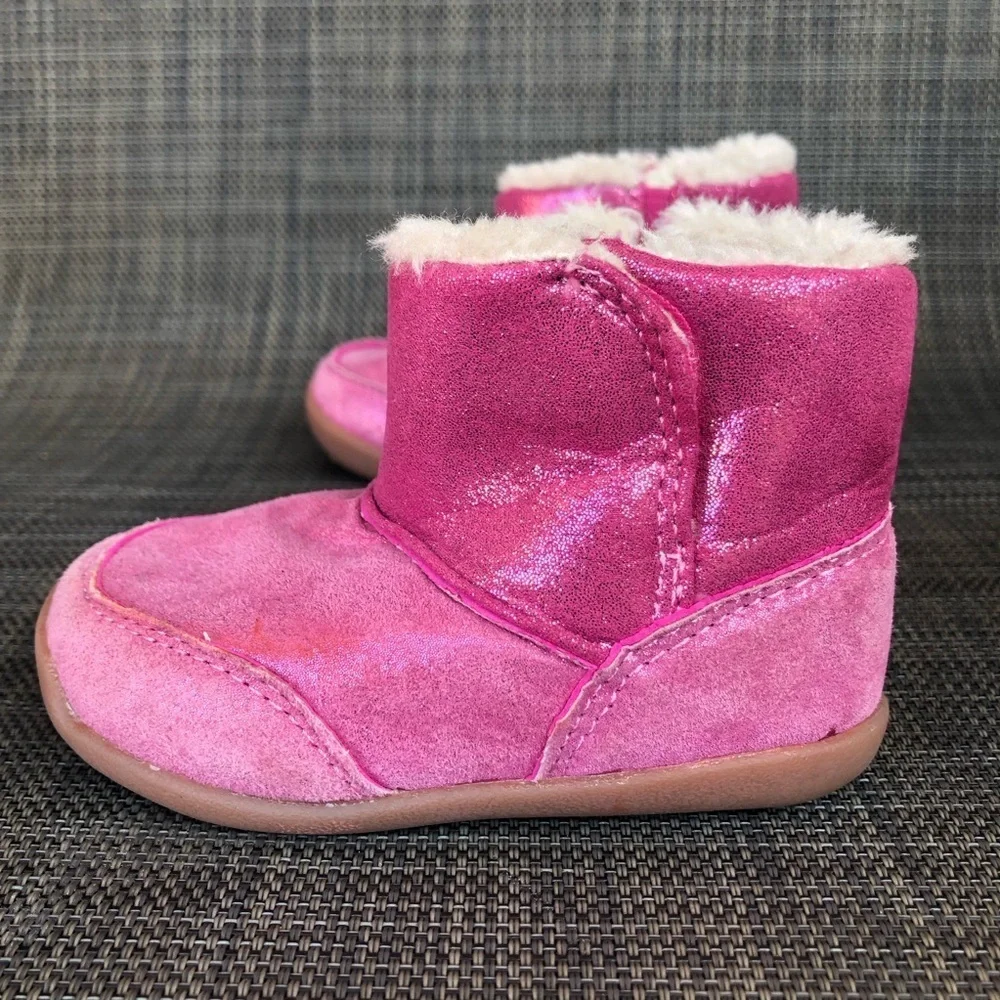 Carter's Every Step Stage 3 Girl's Sparkly Pink Leather Boots Shoes Size:4